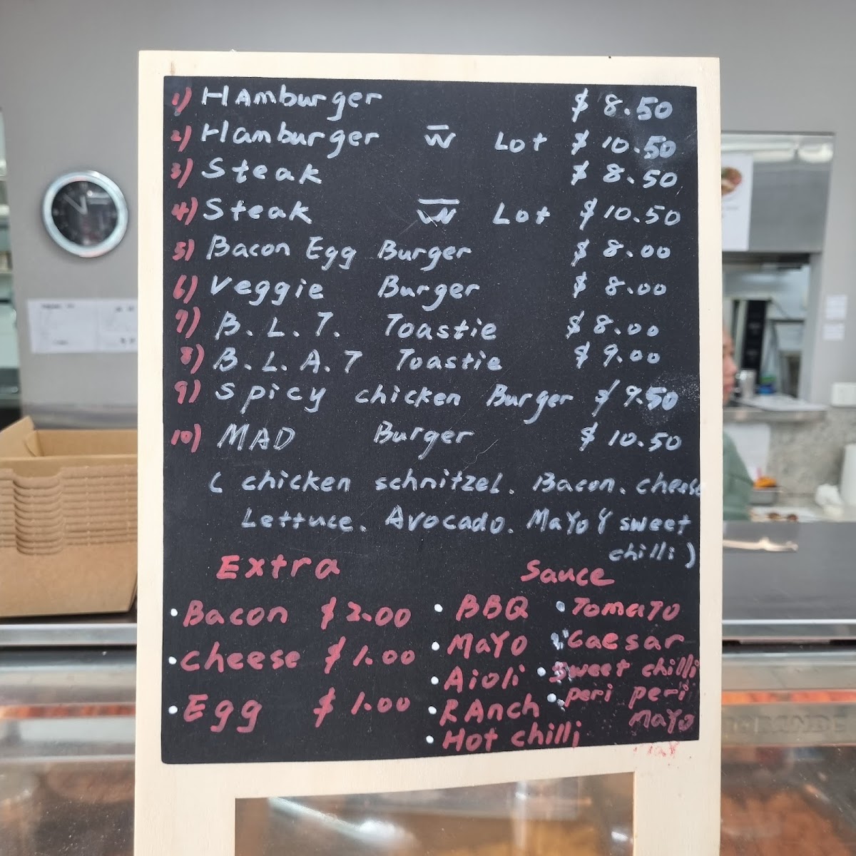 TFC Cafe Carvery menu board