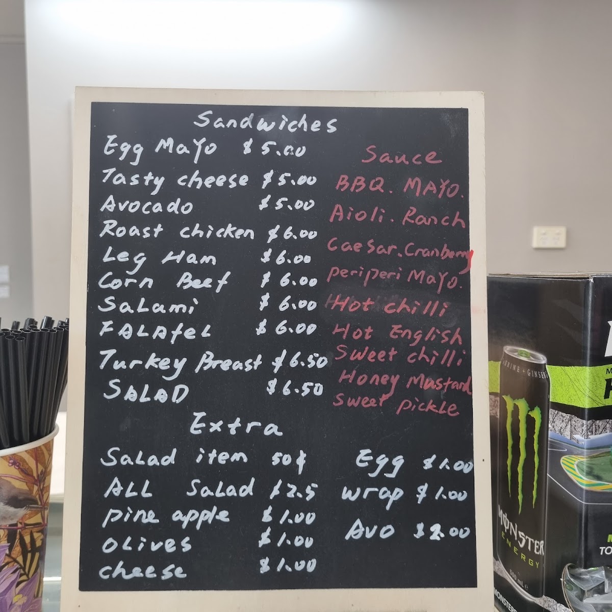 TFC Cafe Carvery menu board