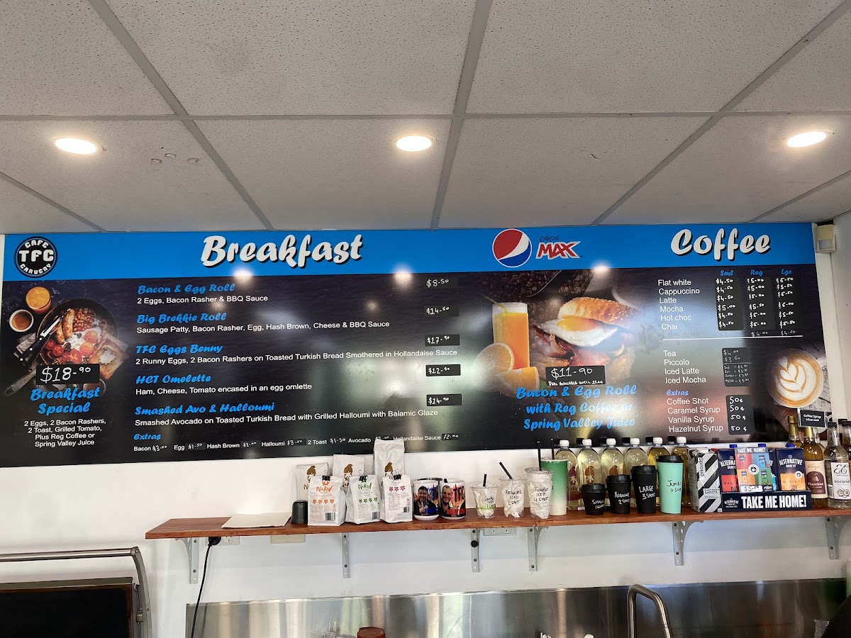 TFC Cafe Carvery menu board