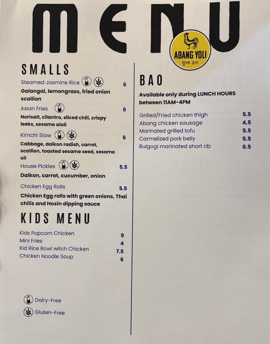 Abang Yoli Minnetonka menu board