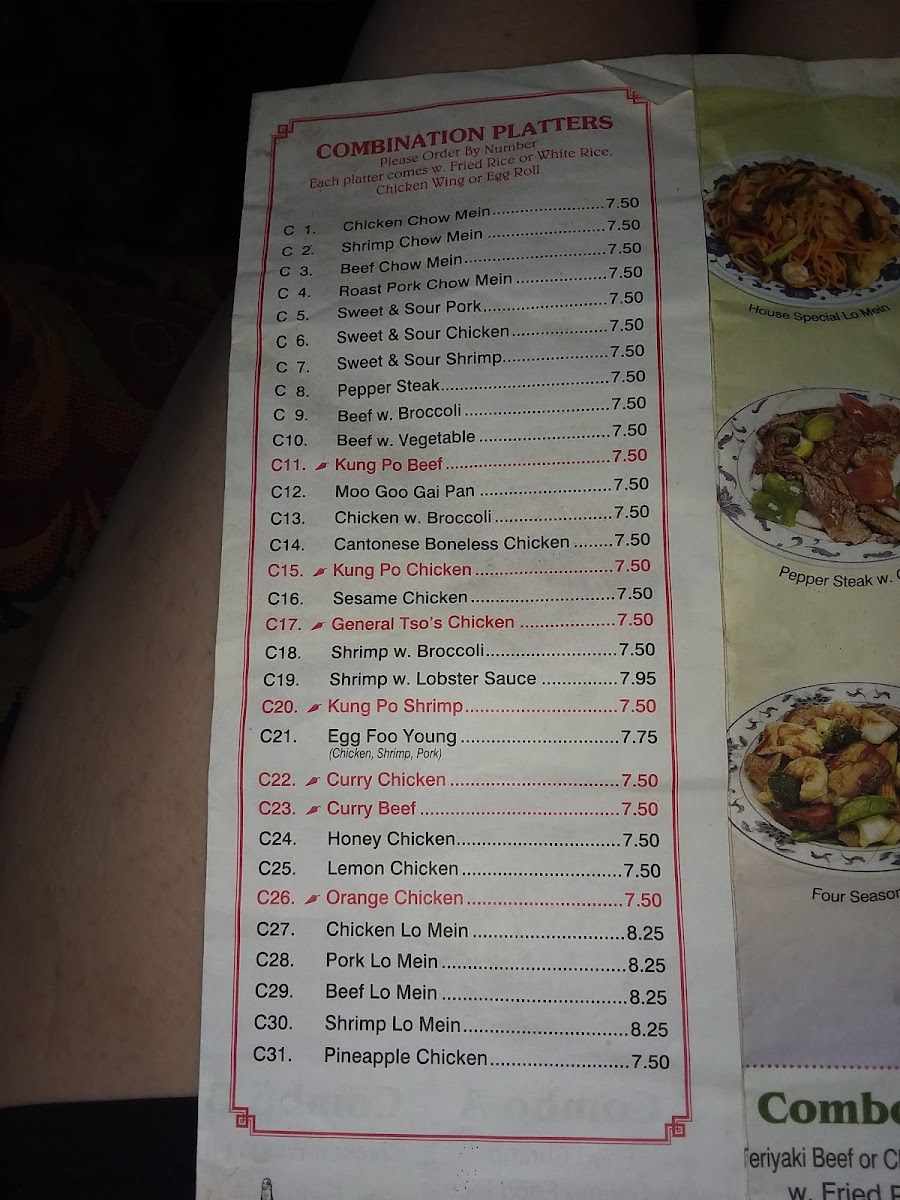 Golden Town menu board