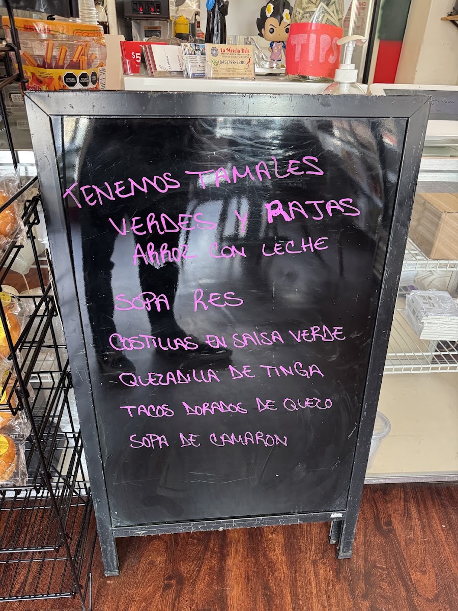 Mezcla Deli Corp menu board