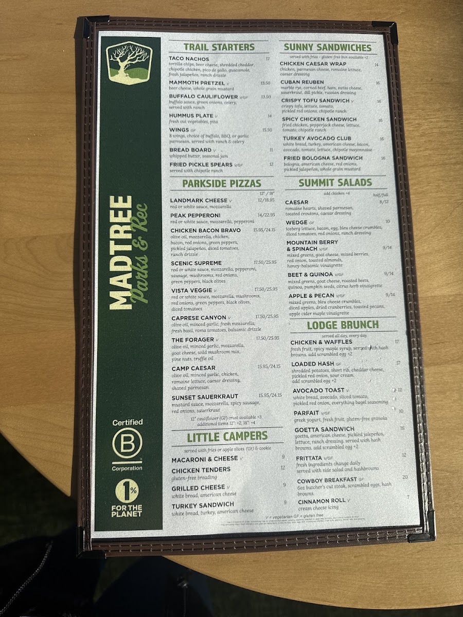 MadTree Parks & Rec menu board