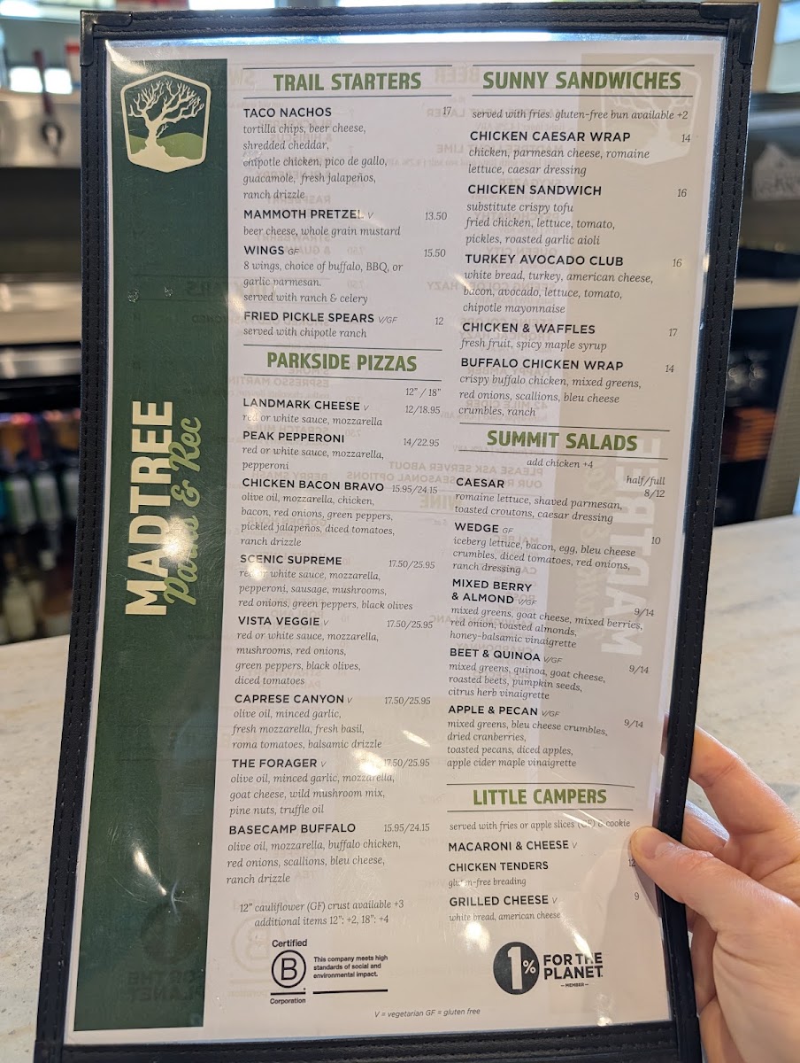 MadTree Parks & Rec menu board