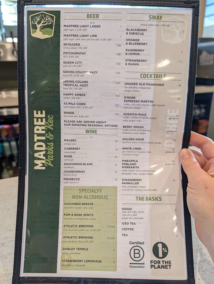 MadTree Parks & Rec menu board