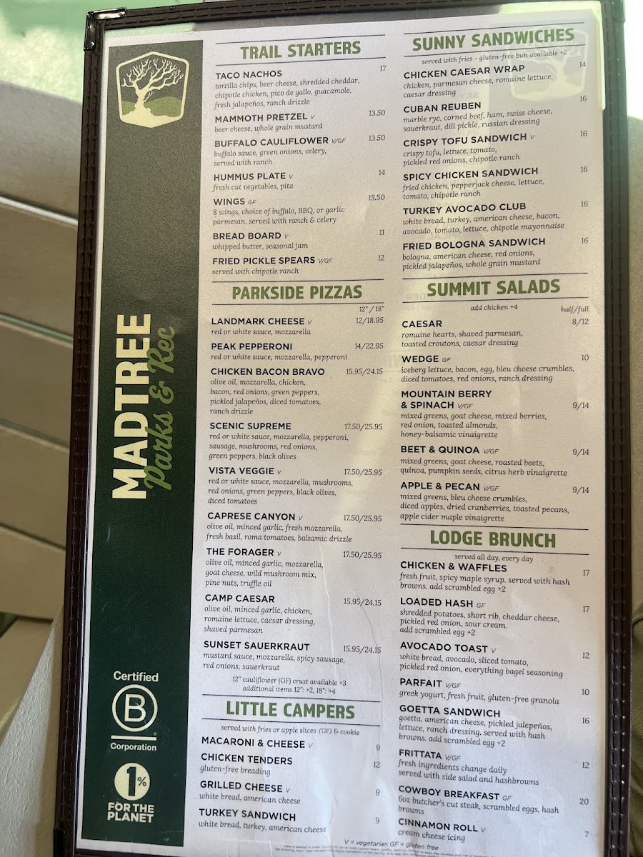 MadTree Parks & Rec menu board