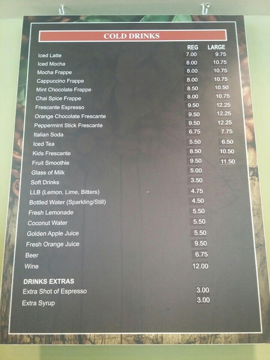 The Coffee Bean Welches menu board