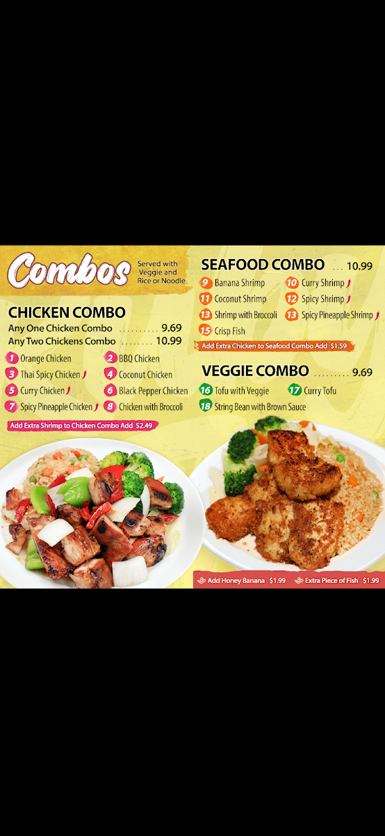 Ruby Thai Kitchen menu board