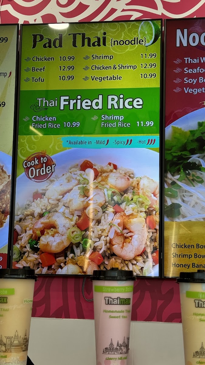 Ruby Thai Kitchen menu board