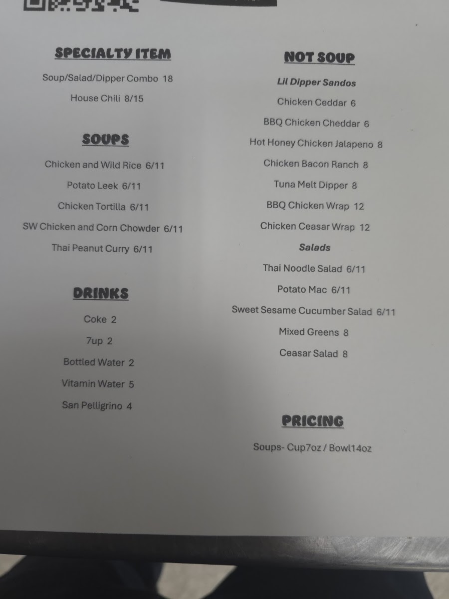 Central Oregon Soup Company menu board