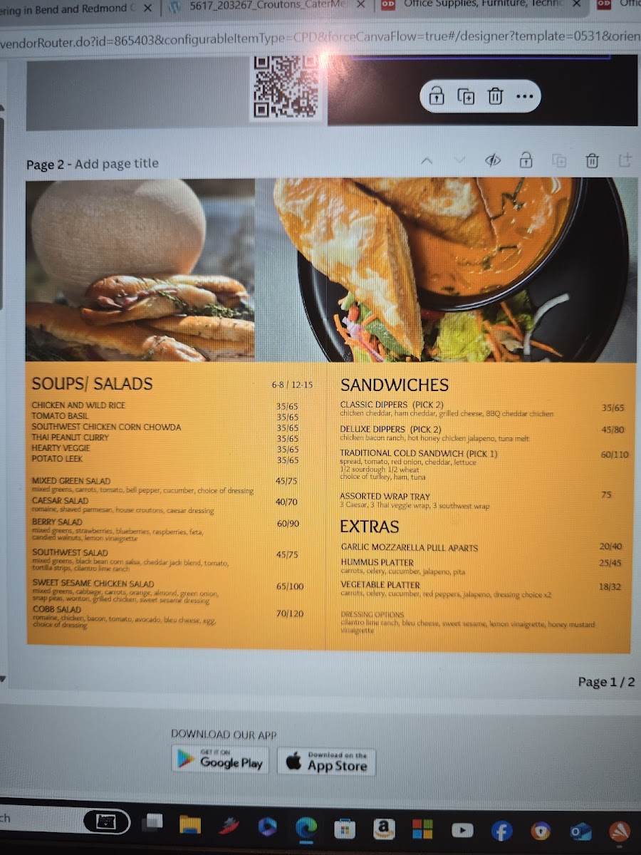 Central Oregon Soup Company menu board
