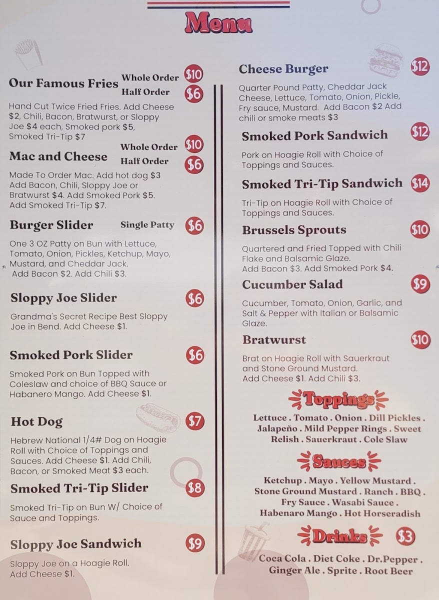 Nik'Snacks menu board