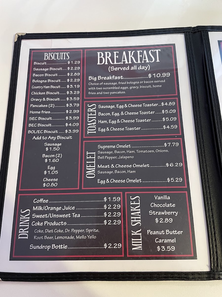 The Barn menu board