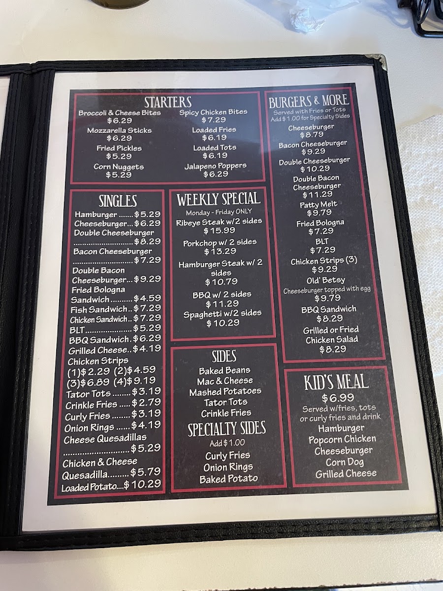 The Barn menu board