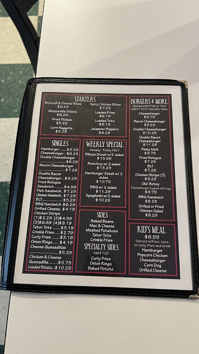 The Barn menu board