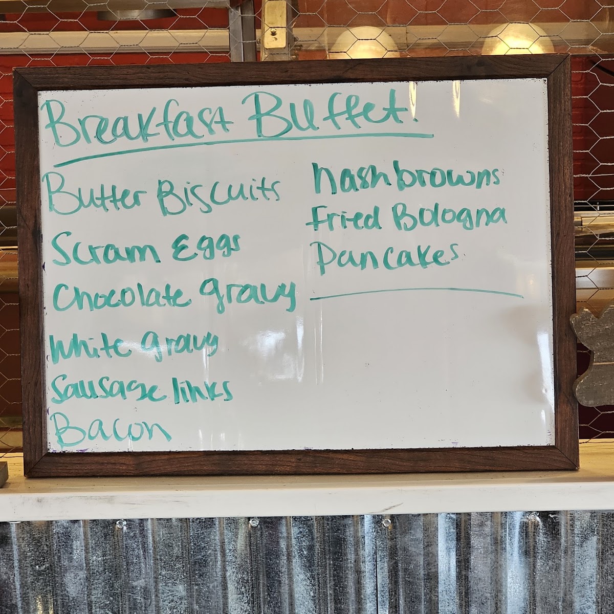 The Barn menu board