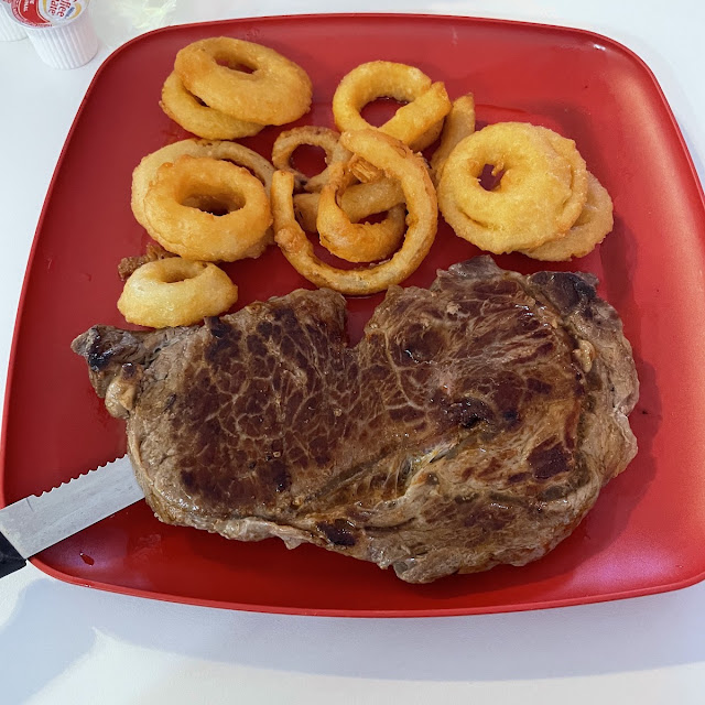 Ribeye Steak with Onion Rings