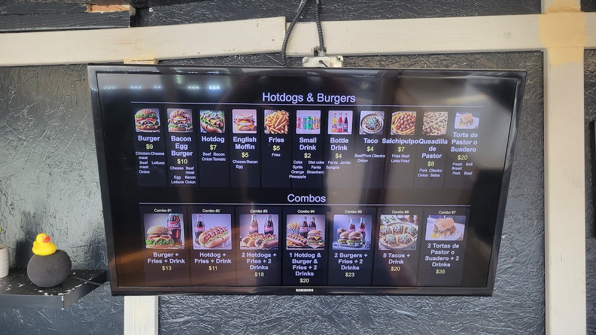 WoW Hotdogs & Burgers menu board