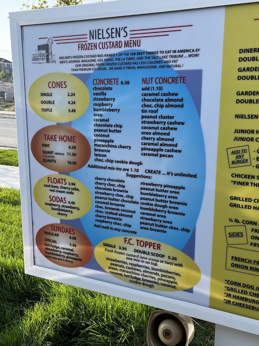 Nielsen's Frozen Custard menu board