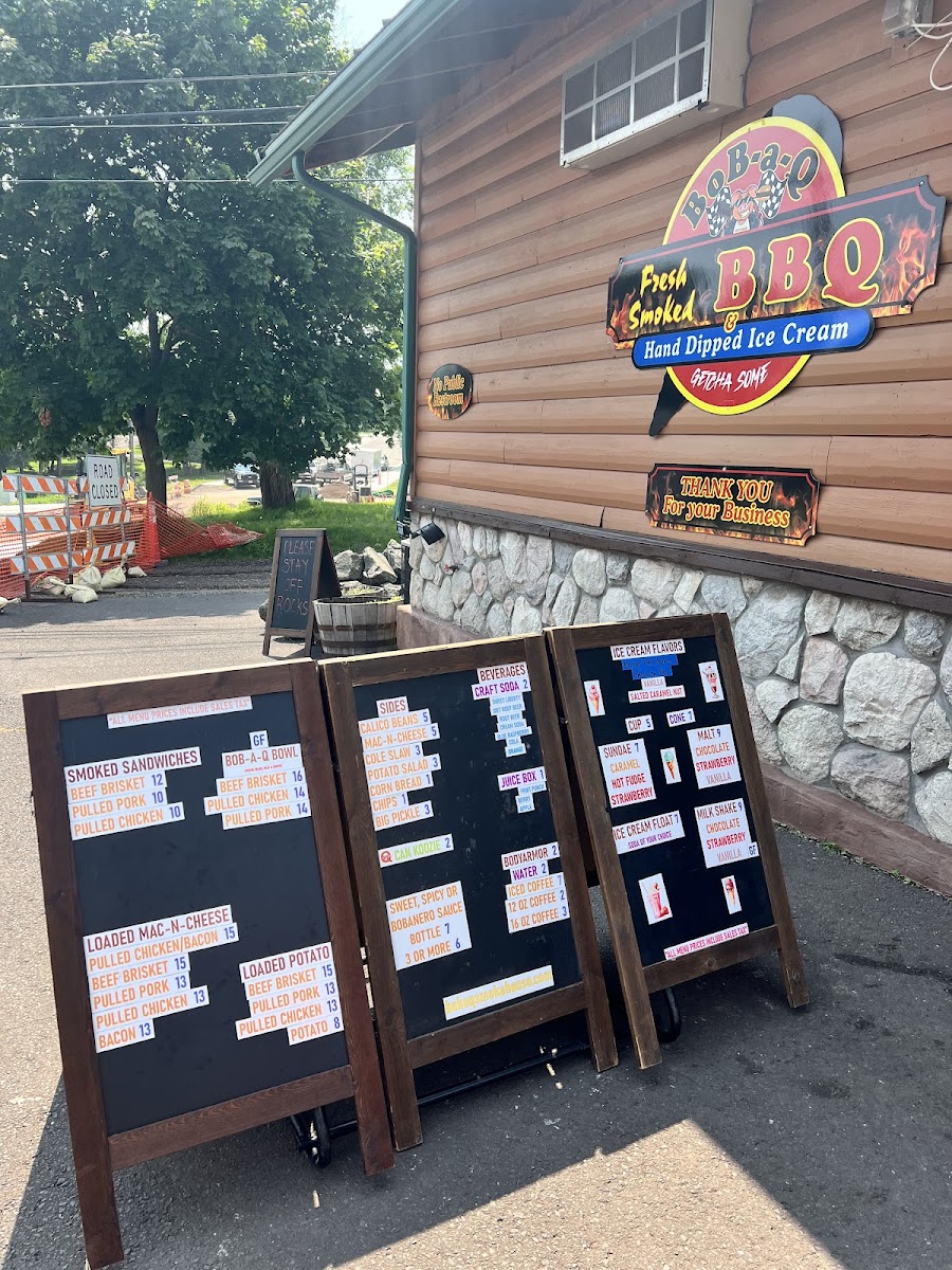 BoB-a-Q Smokehouse & Grill menu board