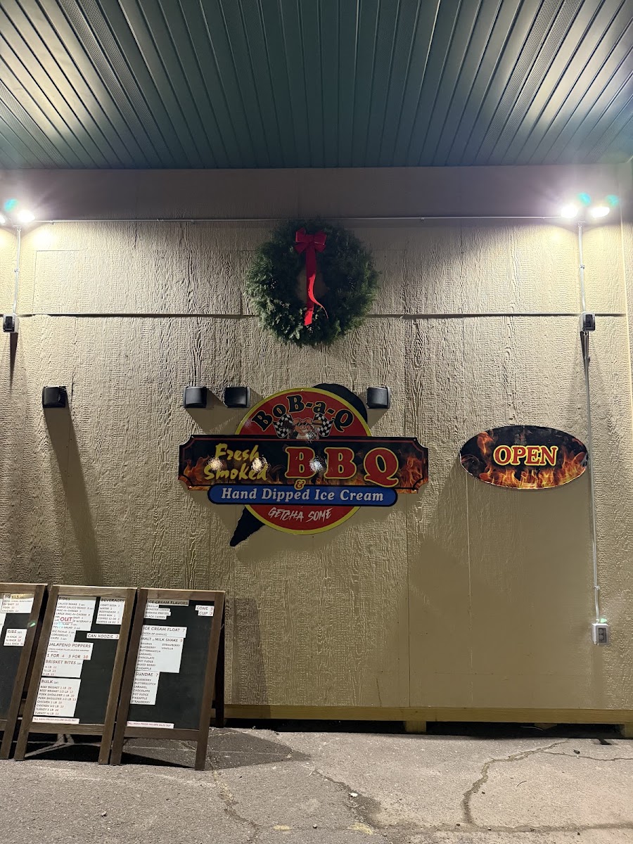 BoB-a-Q Smokehouse & Grill menu board