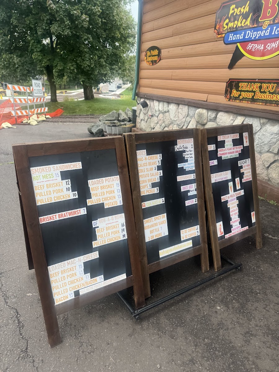 BoB-a-Q Smokehouse & Grill menu board