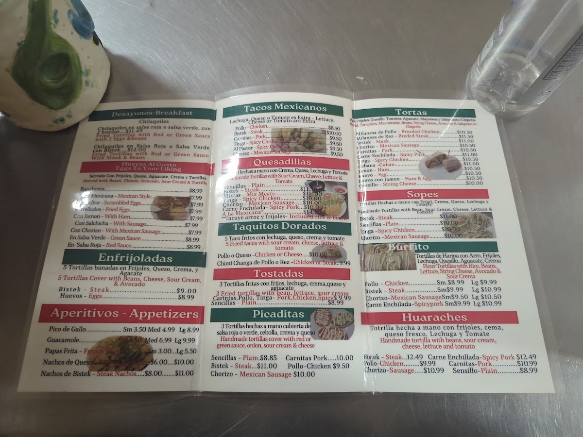 A la Mexicana menu board