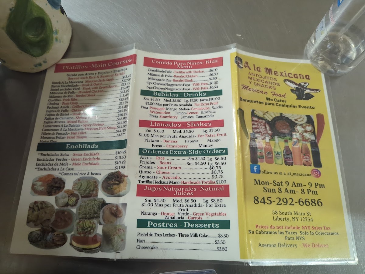 A la Mexicana menu board