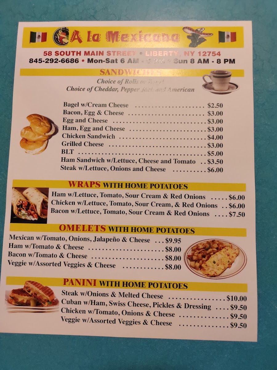 A la Mexicana menu board