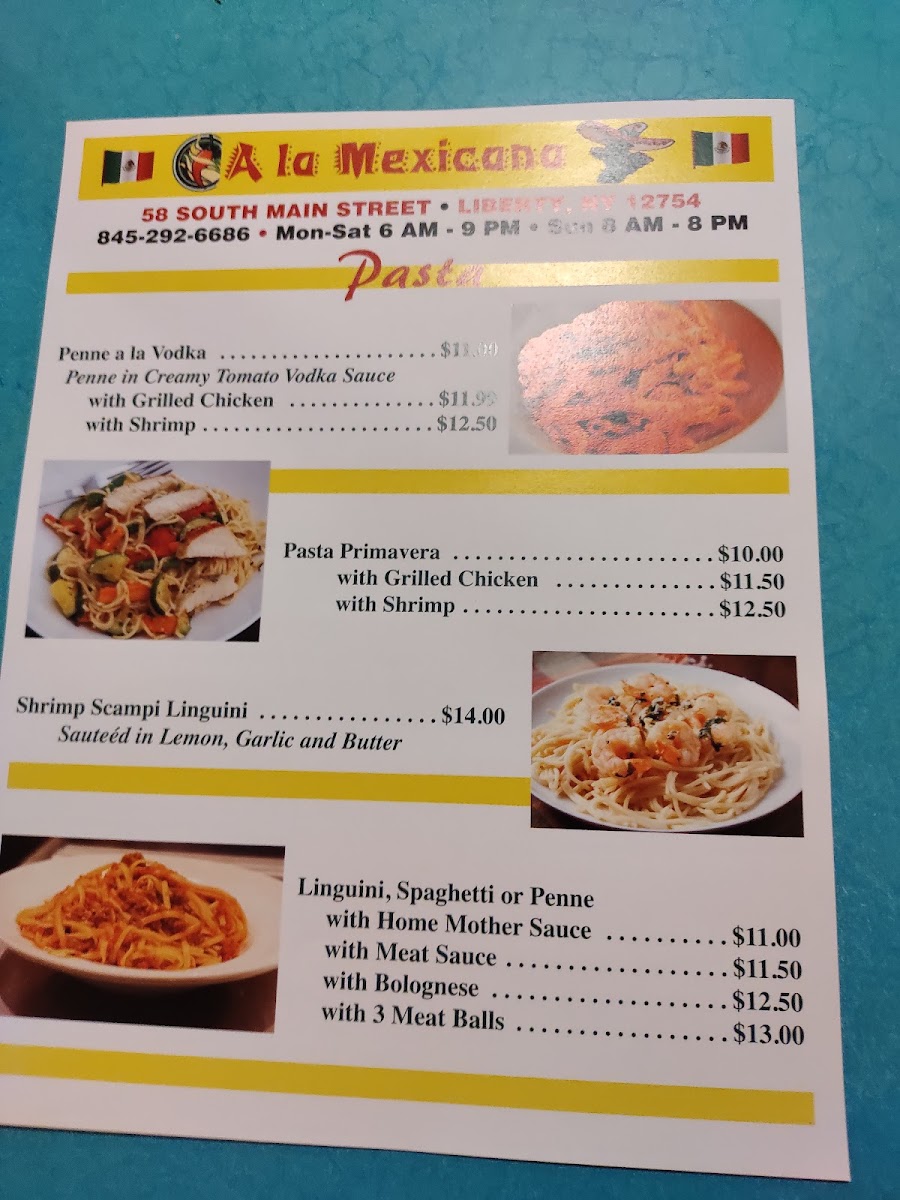 A la Mexicana menu board