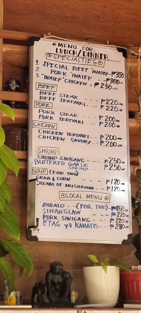 Ganduyan Inatep Cafe menu board