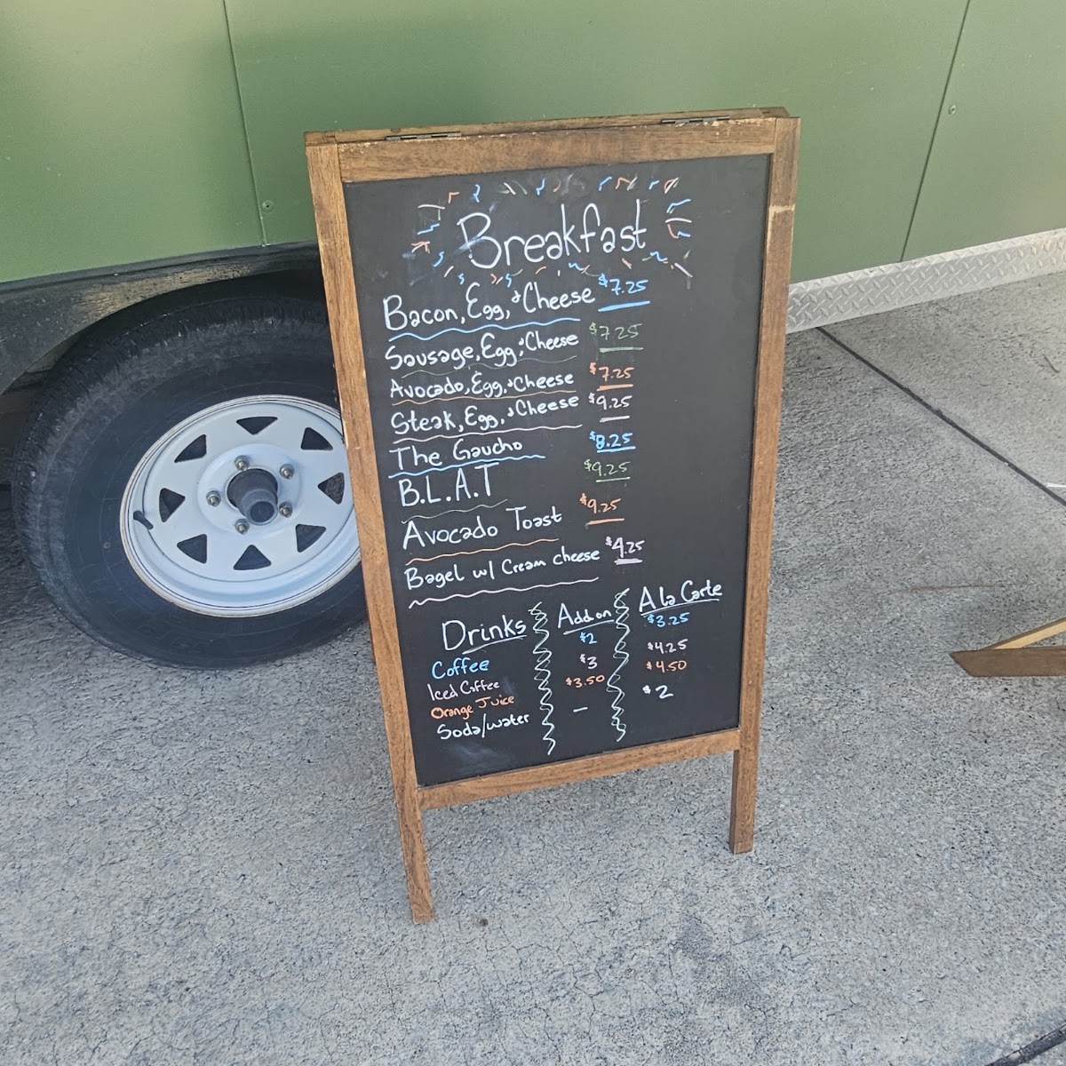 Gaucho Food Truck menu board