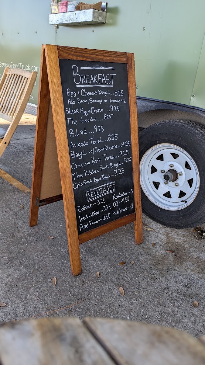 Gaucho Food Truck menu board