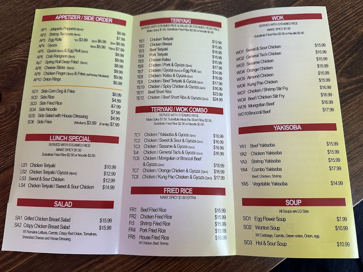 Kampai Wings & Teriyaki menu board