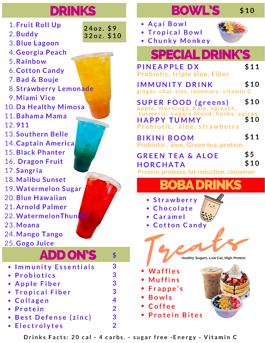 The Nutrition Sip menu board