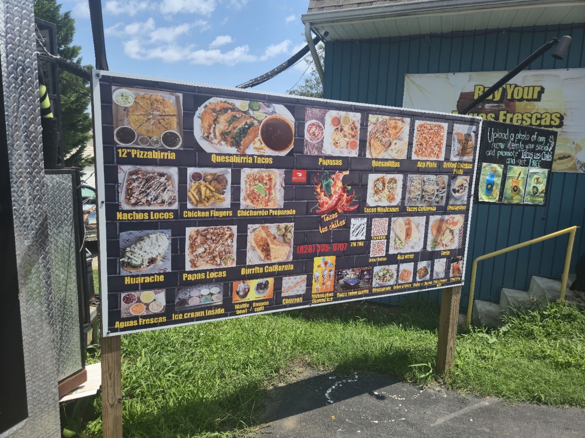 Tacos Los Chiles nc menu board