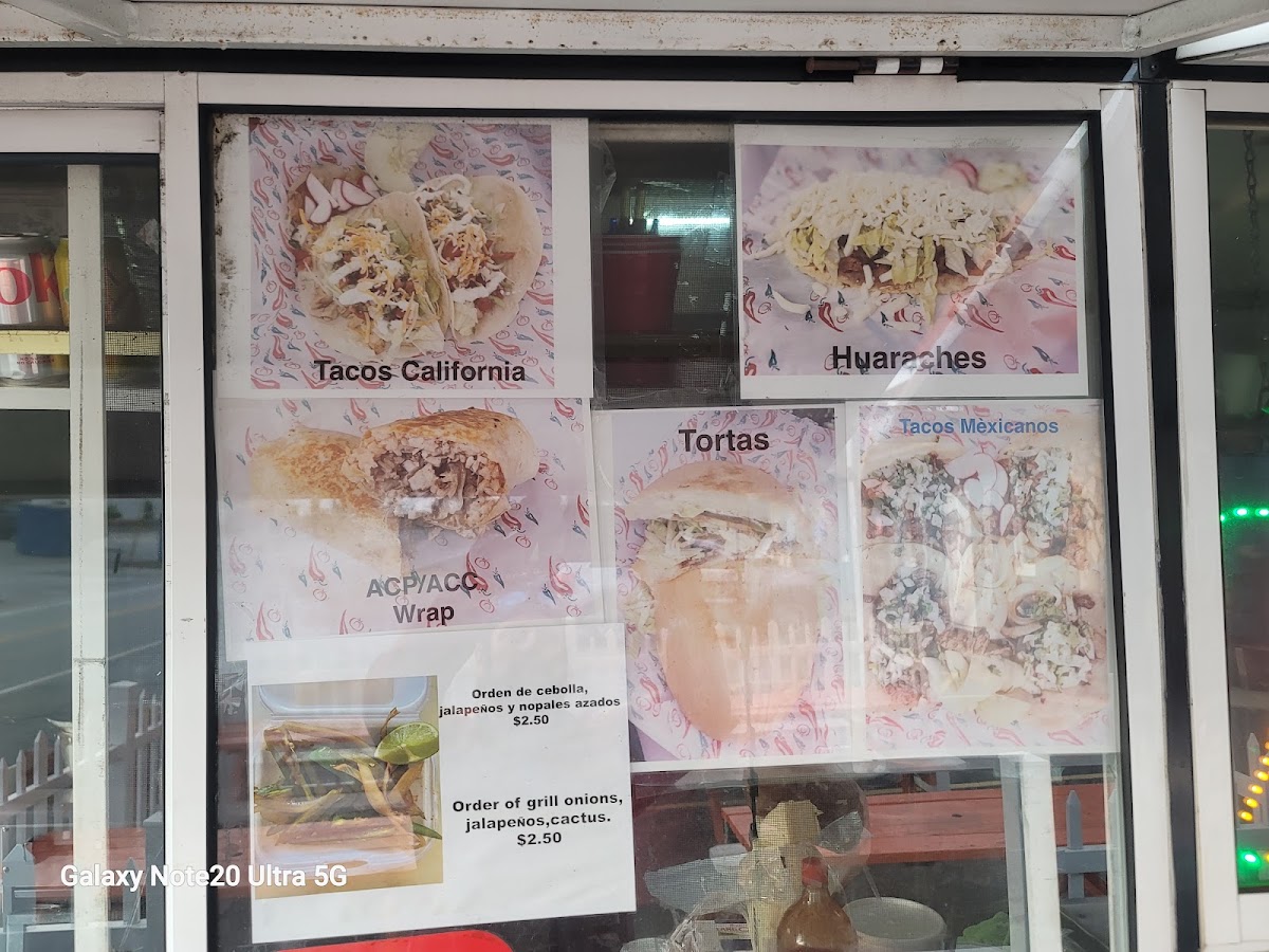 Tacos Los Chiles nc menu board