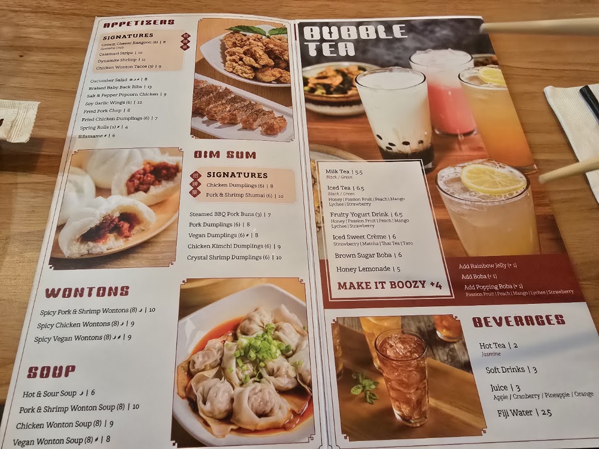 Ugly Dumpling menu board
