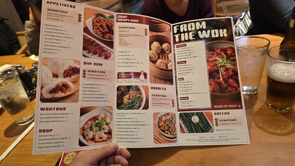 Ugly Dumpling menu board