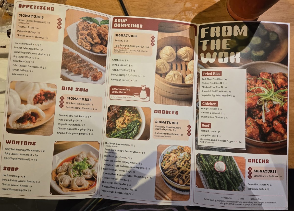 Ugly Dumpling menu board