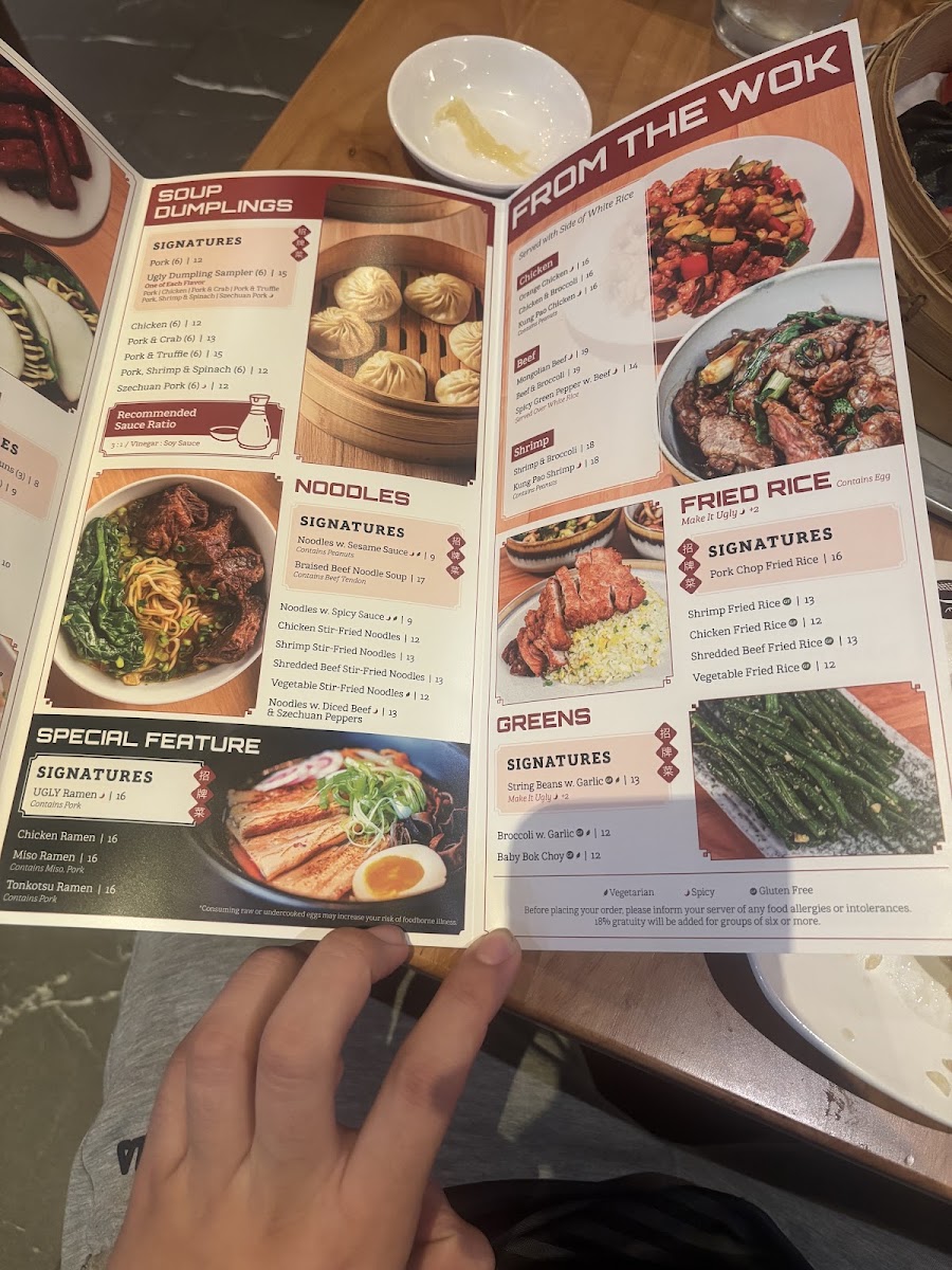 Ugly Dumpling menu board