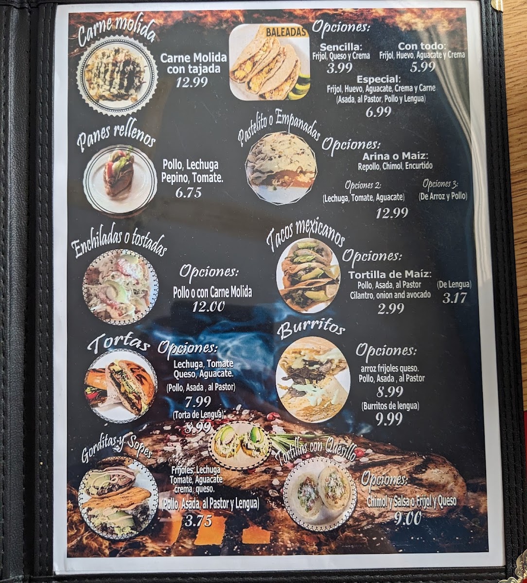 Delicias los amigos menu board