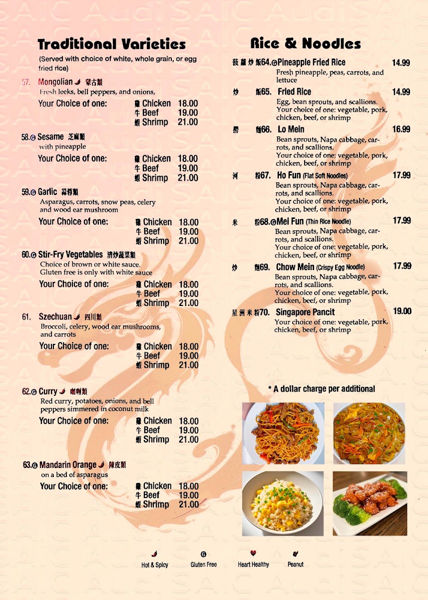 Dragon Palace Chinese Bistro menu board