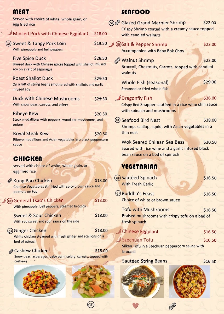 Dragon Palace Chinese Bistro menu board