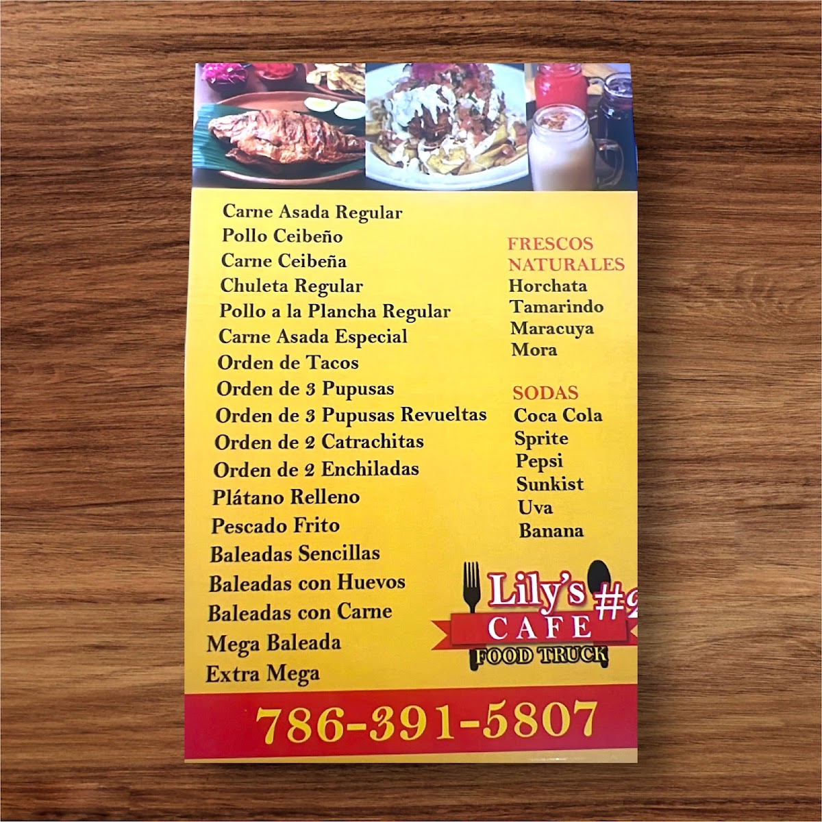 Lilys Cafe | Honduran Restaurant menu board