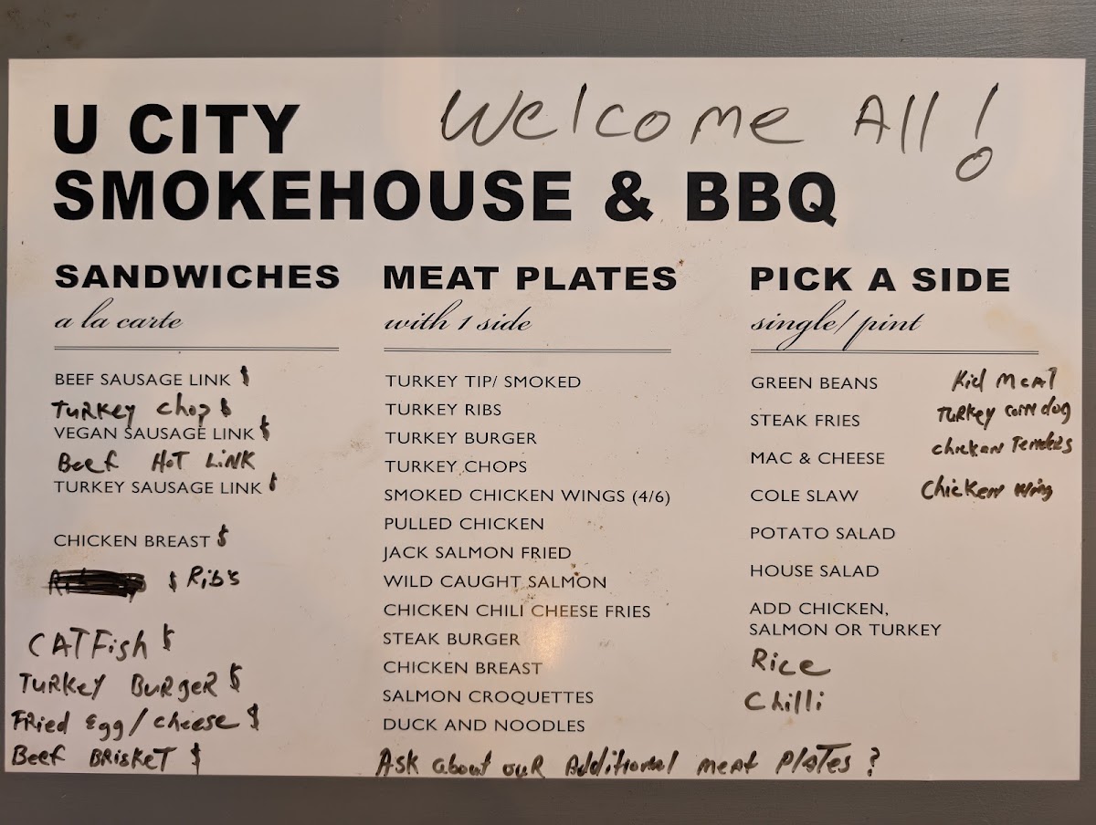 UCity SmokeHouse menu board