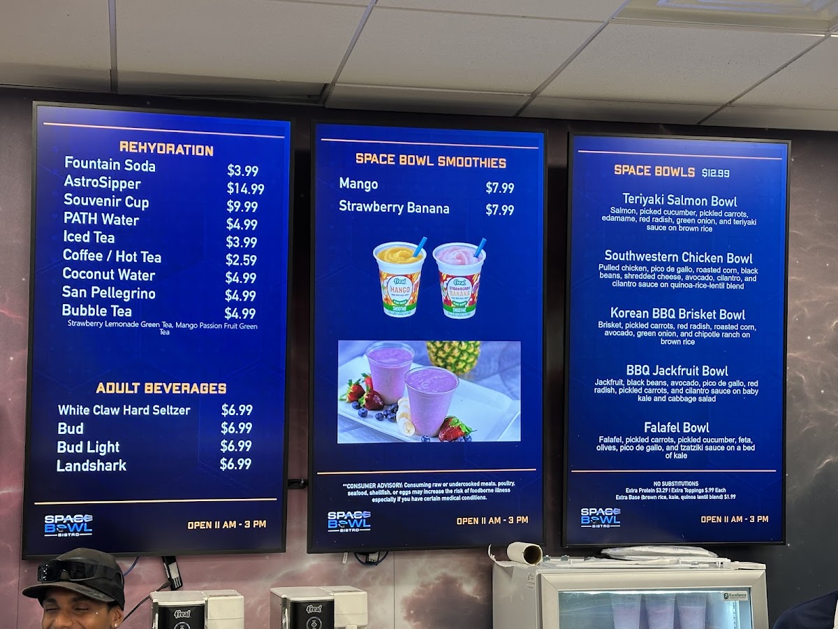 Space Bowl Bistro menu board