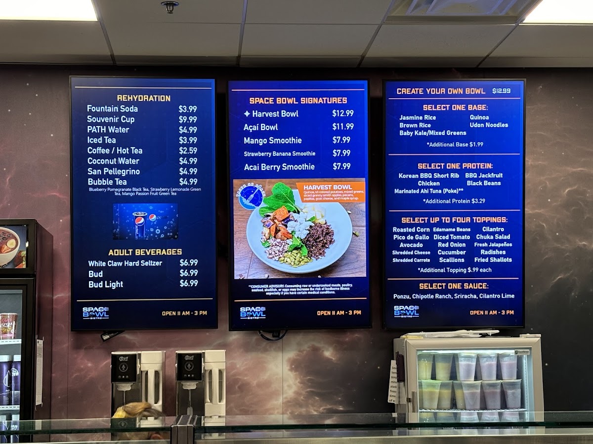 Space Bowl Bistro menu board