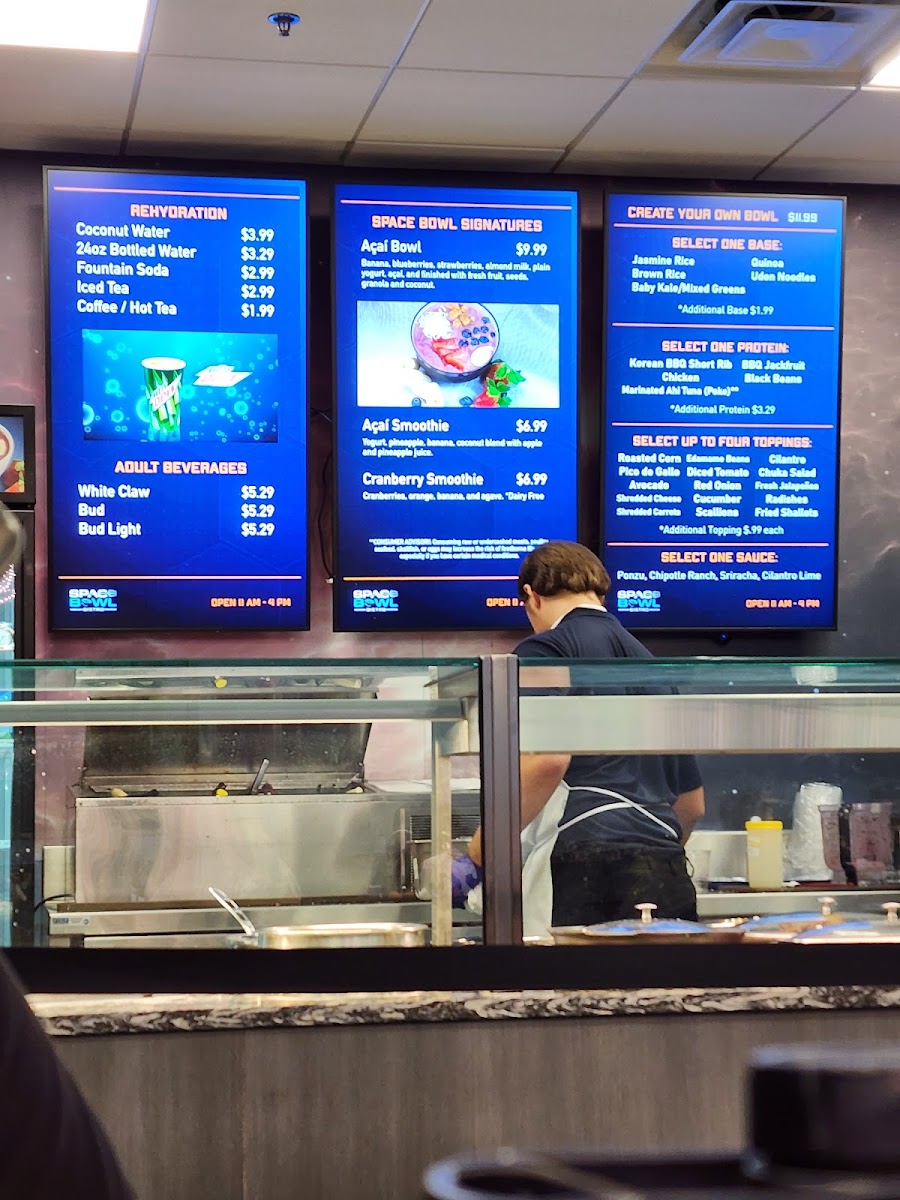 Space Bowl Bistro menu board