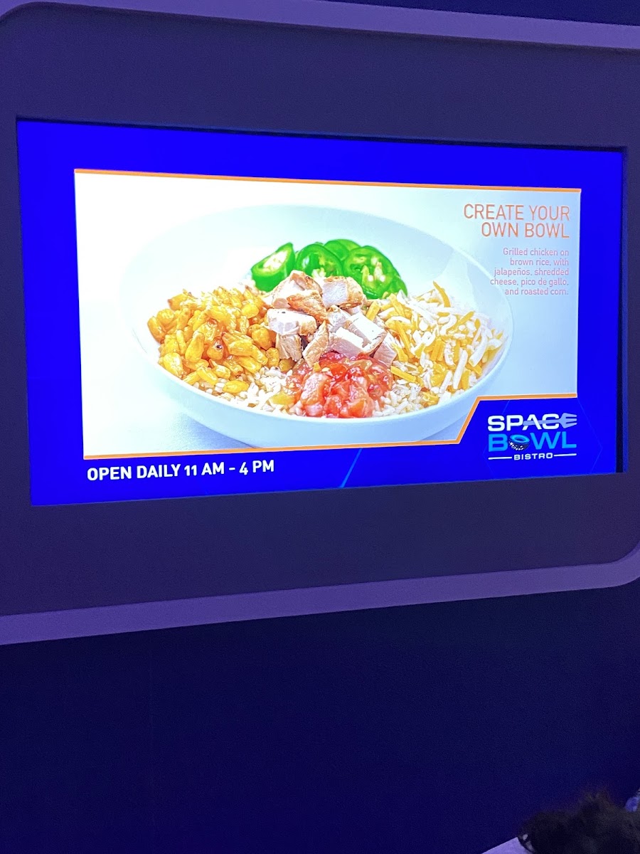 Space Bowl Bistro menu board